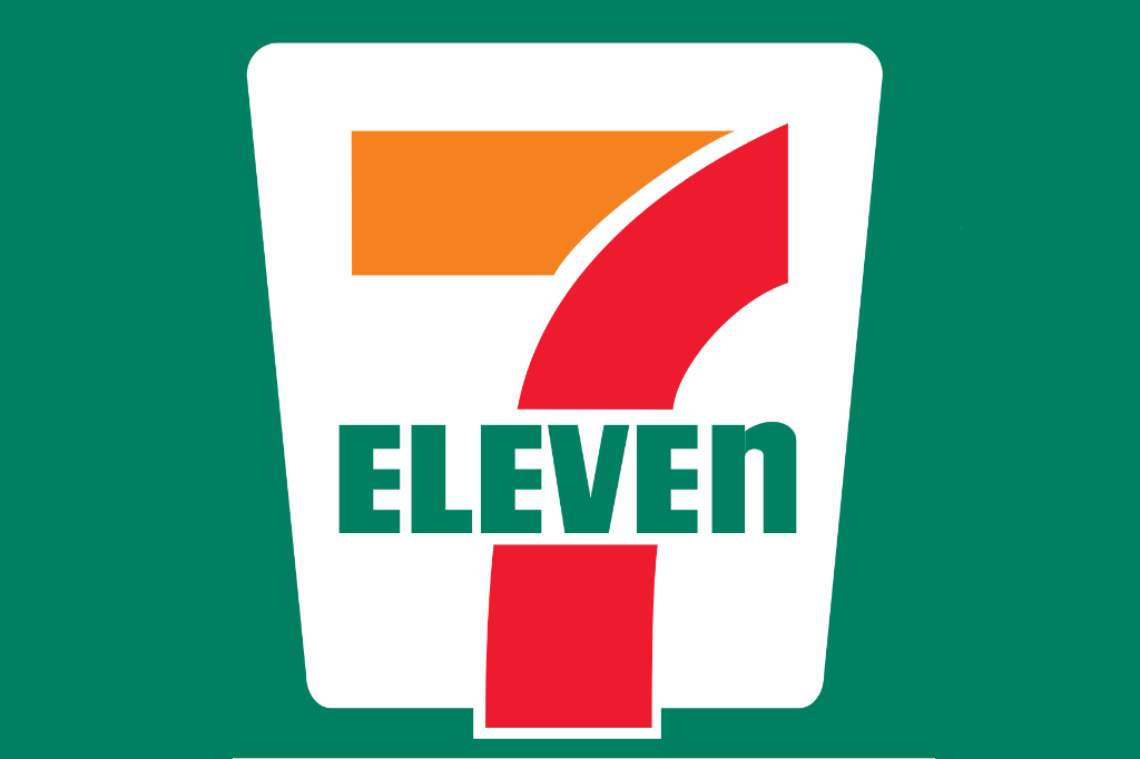 7-Eleven logo, convenience store chain branding.