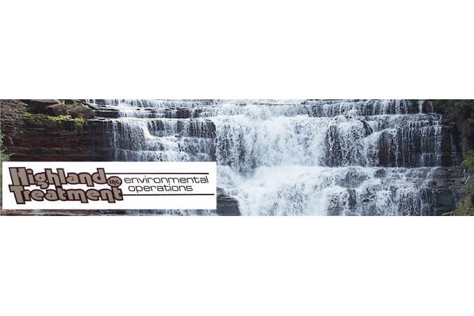 Highland Treatment logo beside cascading waterfall.