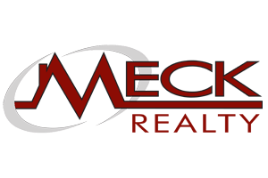 Meck Realty logo with stylized text and graphic.