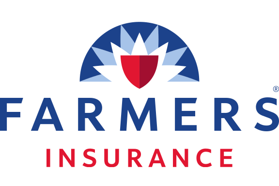 Farmers Insurance logo in blue and red.
