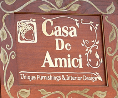 Casa De Amici sign for unique furnishings and design.