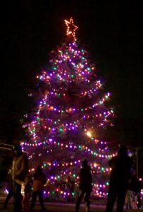 Colorful Christmas tree with a star on top
