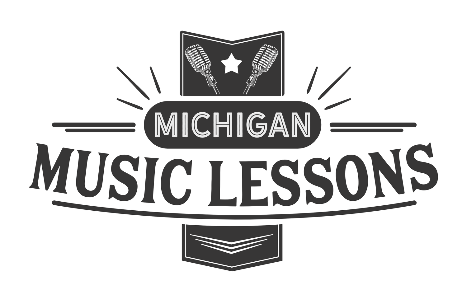 Michigan music lessons logo with microphones