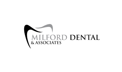 Milford Dental logo with tooth graphic.