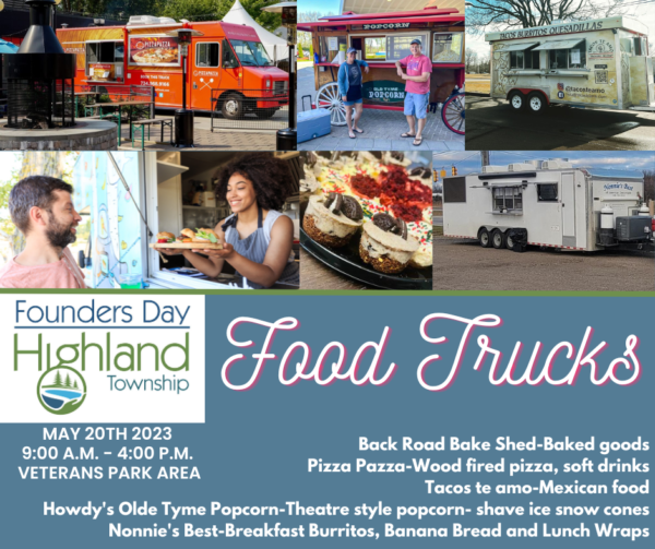 Highland Township Founders Day with diverse food trucks.