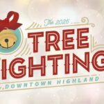 2025 Downtown Highland tree lighting event announcement.