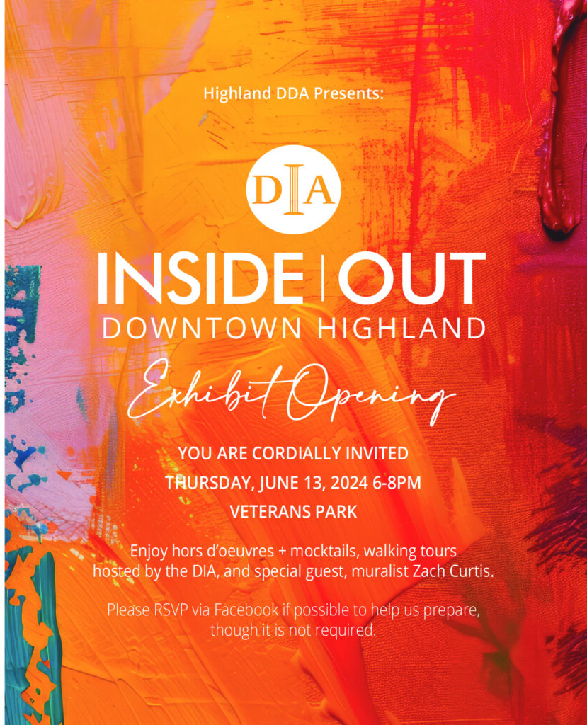 Downtown Highland exhibit opening, June 13, 2024, Veterans Park.