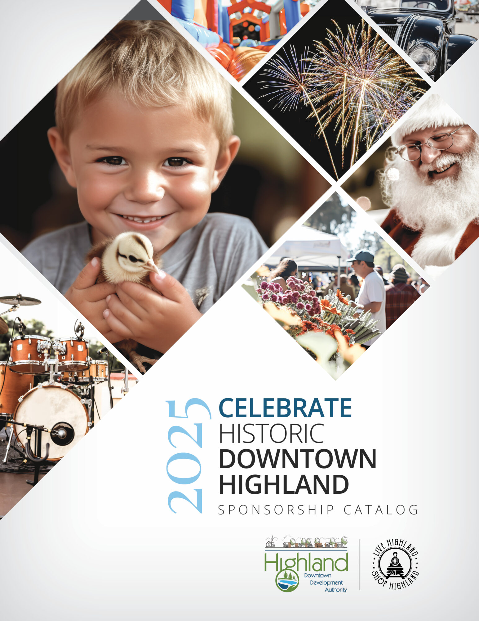 2025 Downtown Highland celebration sponsorship catalog cover.